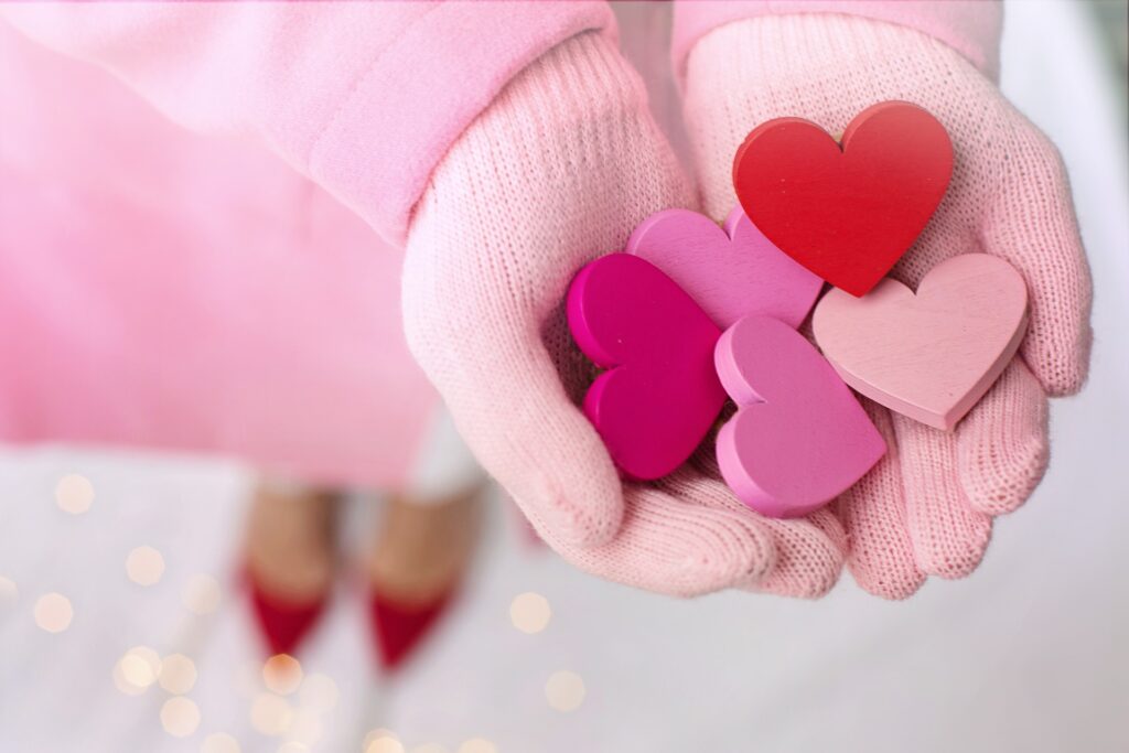 Image of a hand full of hearts for Valentine's Day